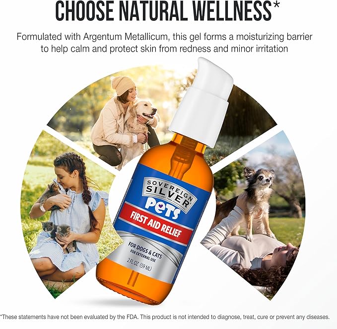 Sovereign Silver Pets First Aid Gel - Topical Skin Care Gel for Dogs and Cats with Pump, Argentum Metallicum - 2 fl oz (59mL)