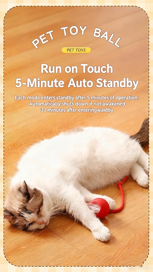 RightBliss Automatic Interactive Cat Dog Toy with Elastic Tail: Chirping Sound, Smart Obstacle Avoidance for Indoor Cats & Kittens (red)