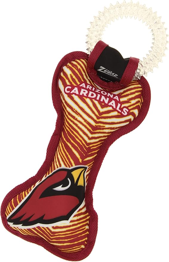 Zubaz NFL Team Logos and Colors Ring Tug Toy with Squeaker for Dogs, Arizona Cardinals