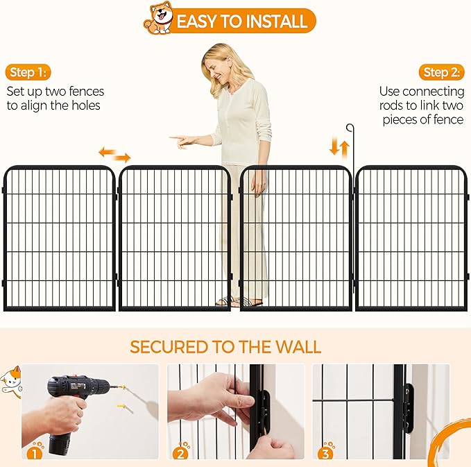 Topeakmart Dog Playpen Outdoor Puppy Exercise Pen Indoor Portable Pet Fence for Yard/RV Camping, 32 Inch 2 Panels
