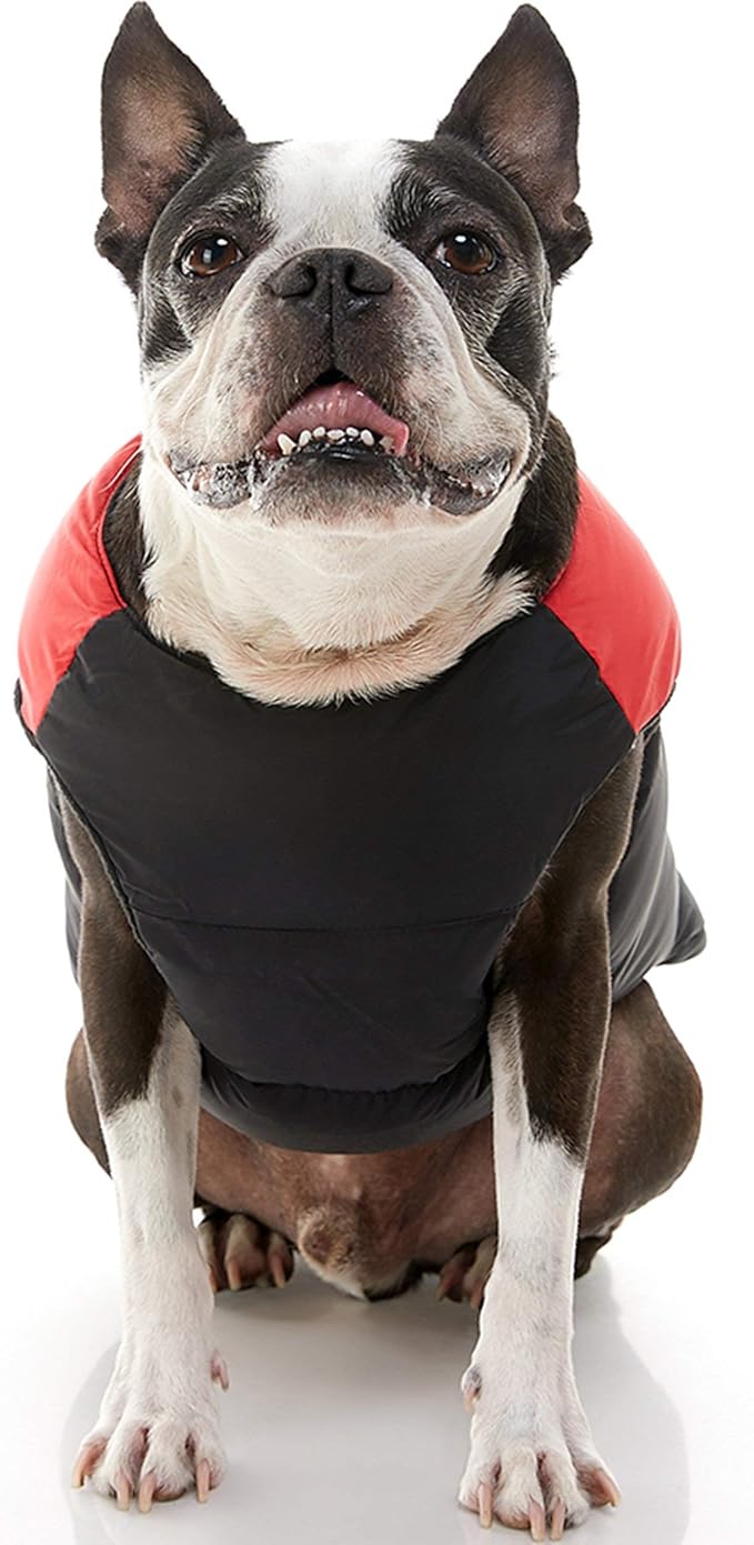 Gooby Padded Vest Dog Jacket - Red, Small - Warm Zip Up Vest Fleece Jacket with Dual D Ring Leash Water Resistant for Small to Medium Dogs
