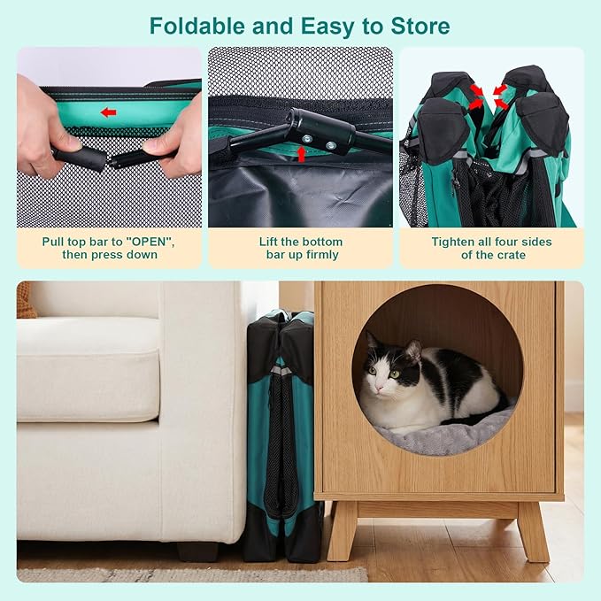 Ownpets Extra Large Cat Carrier for 2 Cats Small Dogs, 24 Inches Collapsible Soft Dog Crate for Car Travel, Portable Pet Carrier with Soft Mat