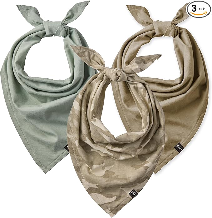 Pet Passion Bandit - THE PET Bandana 100% Organic Cotton Pet Bandanas Clothes for Small, Medium, Large Dogs, 3-Pack Sage Camo, Medium/X-Large