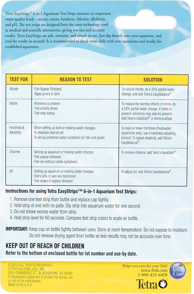 Tetra EasyStrips 6-in-1 Aquarium Test Strips, 400 Pack