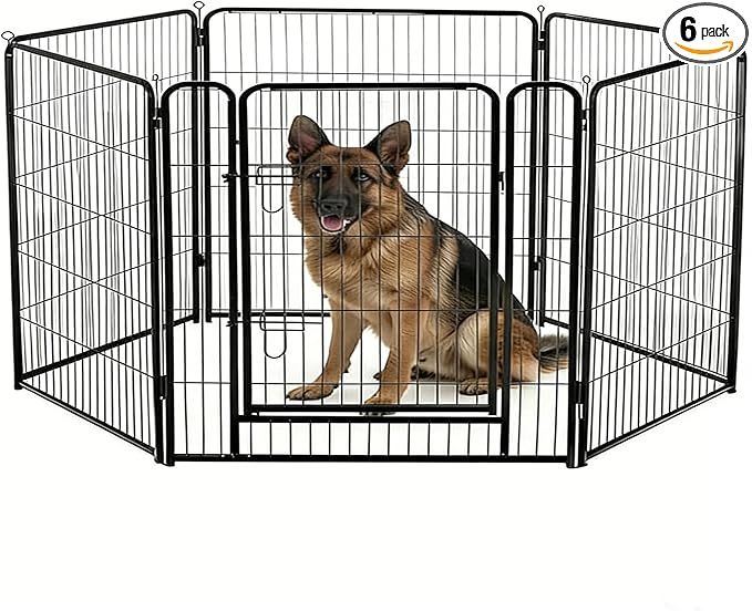 Simple Deluxe Dog Playpen Outdoor Indoor, 40 Inch 6 Panels Dog Fence for Small Dogs Puppy, Perfect Dog Pen for Camping, Yard, RV, Garden Fence, Black