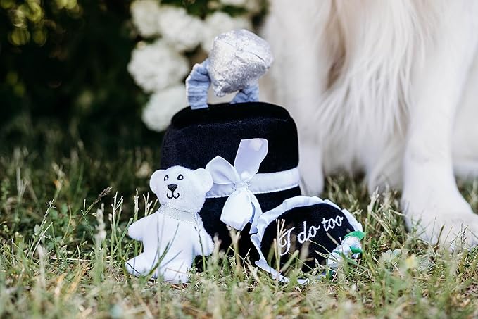 ZippyPaws Wedding Dog Toys - Wedding Ring Box Burrow, Gifts for Dog Couples, Fun Dog Engagement Toys for Photos, Rehearsals, After-Parties, and Wedding Gifts
