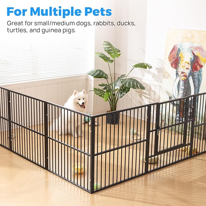 Dog Playpen - 32" Height Dog Pen, Heavy Duty Puppy Pen with Door, Safe & Sturdy, Easy Assemble for Indoor/Outdoor Pet Playpen (8 Panels with Door)