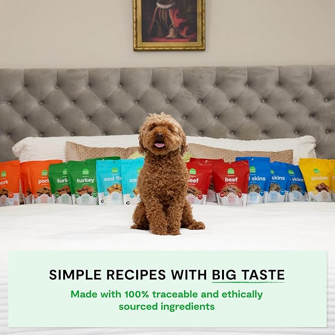 Open Farm, Dehydrated Dog Treats, High Protein & Low Carbohydrate Dog Snacks, Chewy Texture, Made with Ethically & Sustainably Sourced Ingredients, Chicken Recipe, 4.5oz Pouch