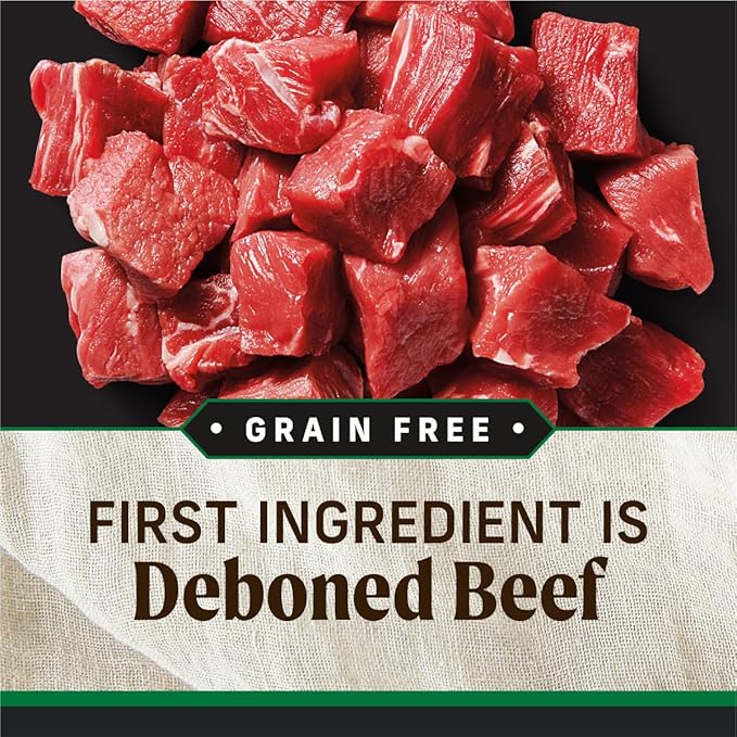 Merrick Grain Free Dry Dog Food Backcountry Bone Broth Coated Kibble Heartlands Recipe with Beef and Bison - 4 lb. Bag