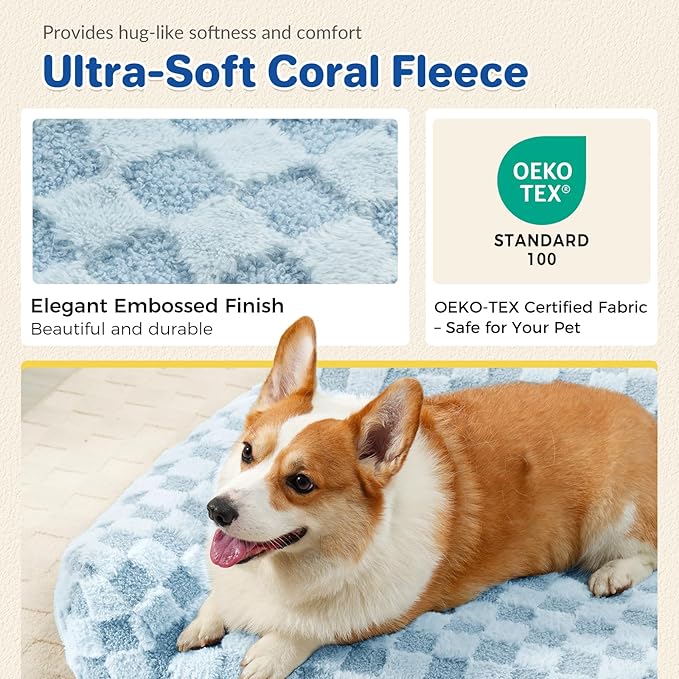 ABCPET Large Dog Bed Sofa, Fluffy Pet Bed for Medium and Large Dogs, Supportive Dog Couch Sofa for Dogs, Pet Sofas with Washable Cover & Non-Slip, 38 inch, Blue