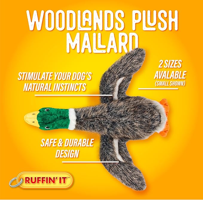 Ruffin' It Woodlands Mallard Stuffed Plush Dog Toy, Small