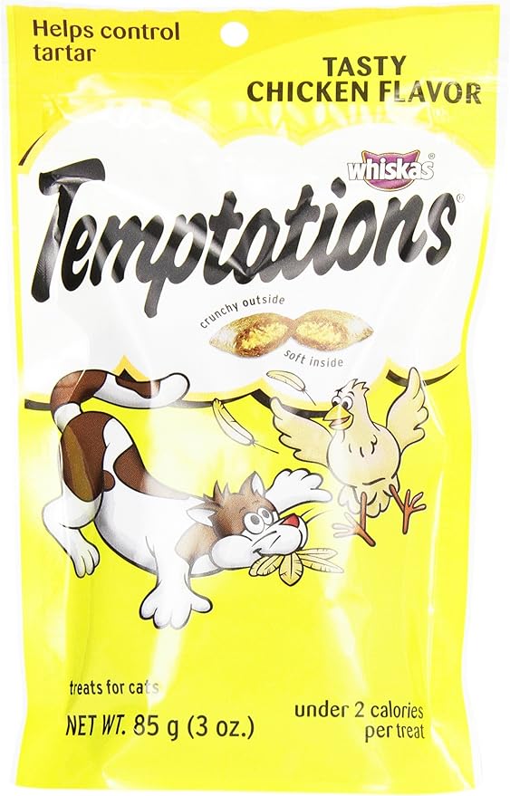 Whiskas Temptations Tasty Chicken Flavour Treats For Cats, 3-Ounce Pouches