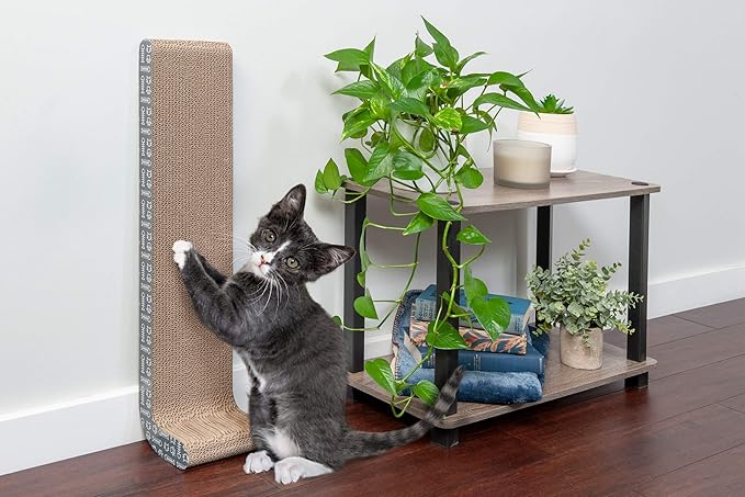 Furhaven 2-Pack Scratching Boards w/ Catnip & Wall-Mounting Hooks for Indoor Cats, Reversible - Wall-Mounted Corrugated Cat Scratchers - Gray/White Print, Standard/2-Pack