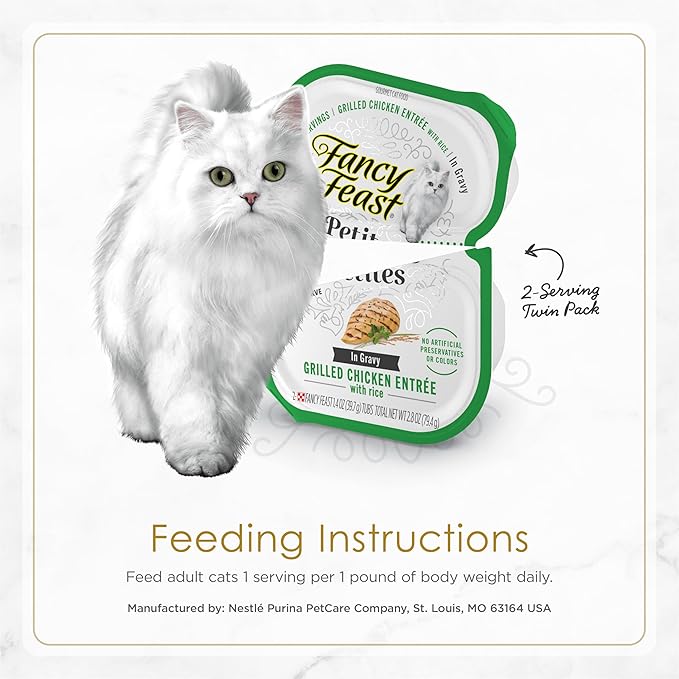 Purina Fancy Feast Gourmet Wet Cat Food Variety Pack, Petites Gravy Collection, break-apart tubs, 48 servings - (Pack of 24) 2.8 oz. Tubs
