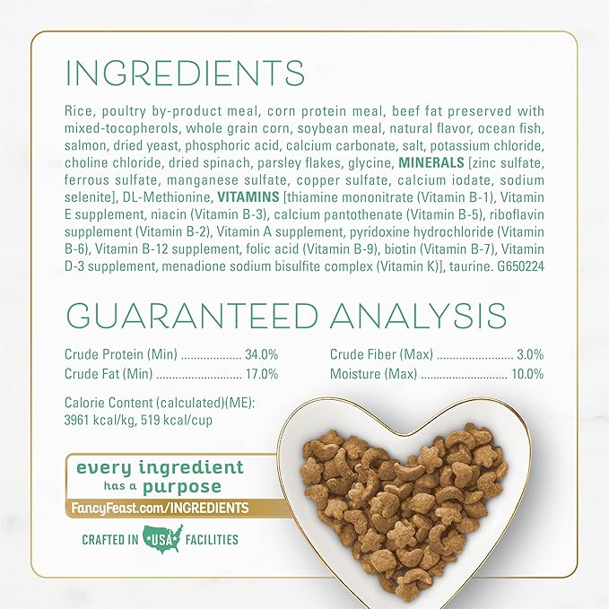 Purina Fancy Feast Dry Cat Food With Ocean Fish, Salmon, and Garden Greens Accents - 7 lb. Bag