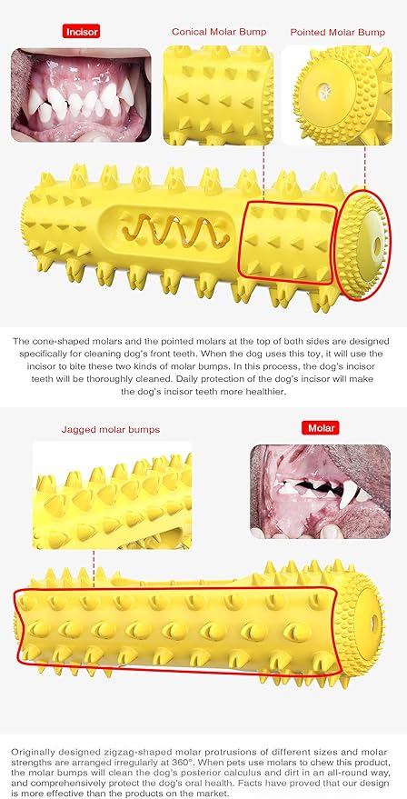 Dog Chew Toys for Aggressive Chewers, Dog Toothbrush Care Cleaning Stick, Puppy Toothing Chew Toy for Small Middle Dog (Yellow)
