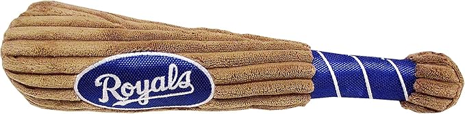 MLB Kansas City Royals Baseball Bat Toy for DOGS & CATS. Soft Corduroy Plush Dog Toy with Inner SQUEAKER, MLB Chew Toys for Dogs or Cats. Durable Fun Interactive Dog Toy with Team Names and Logo