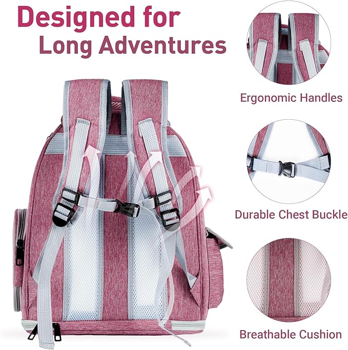 Cat Backpack Carrier with Large Space Bubble Window, Airline Approved Breathable Pet Carrier for Small Dogs Cats up to 15lbs, Foldable for Travel Hiking & Outdoor Use