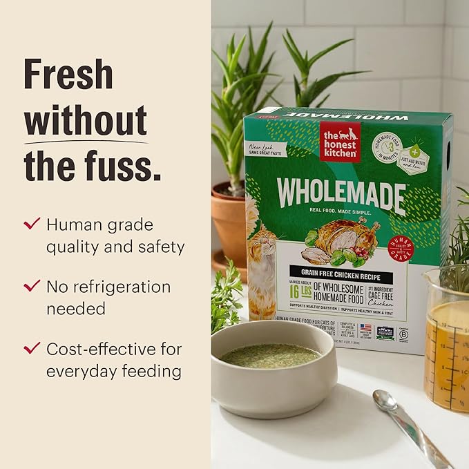 The Honest Kitchen Human Grade Dehydrated Grain Free Chicken & Fish Cat Food - Complete & Balanced Meal or Topper - 4 lb Box