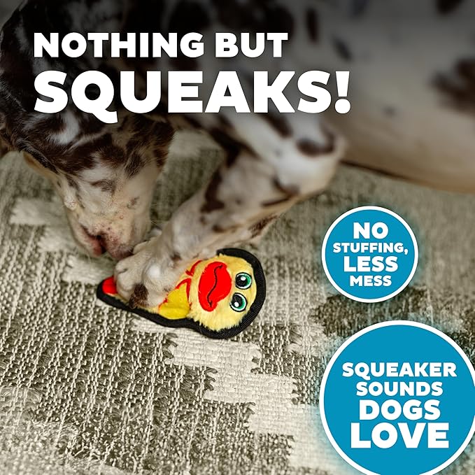 Outward Hound Durablez Minis Stuffing-Free Squeaky Interactive Dog Toy, Tough Plush, Duck, Yellow, XS (Pack of 2)