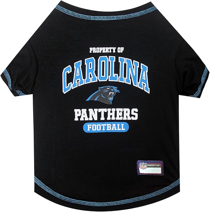 NFL Carolina Panthers Dog T-Shirt for Pets, Size Large. Officially Licensed Pet Shirt with Team Logo, Soft Stretchable Comfort Fit Apparel for Dogs & Cats