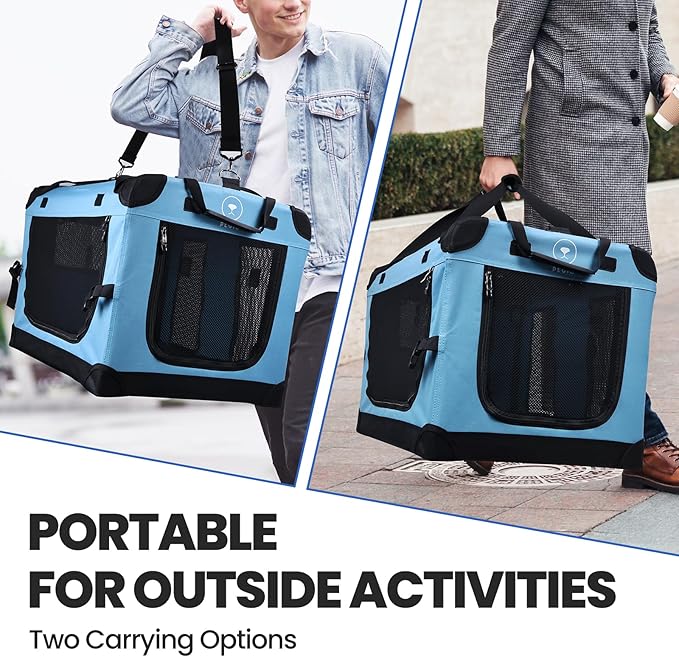 PEGIC Large Cat Carrier for Car Travel, Soft Sided Collapsible Pet Carrier for Outdoor and Indoor Uses, Roomy Extra Large Carrier for 2 Kittens, Large Cat or Puppies up to 50lbs (Teal)
