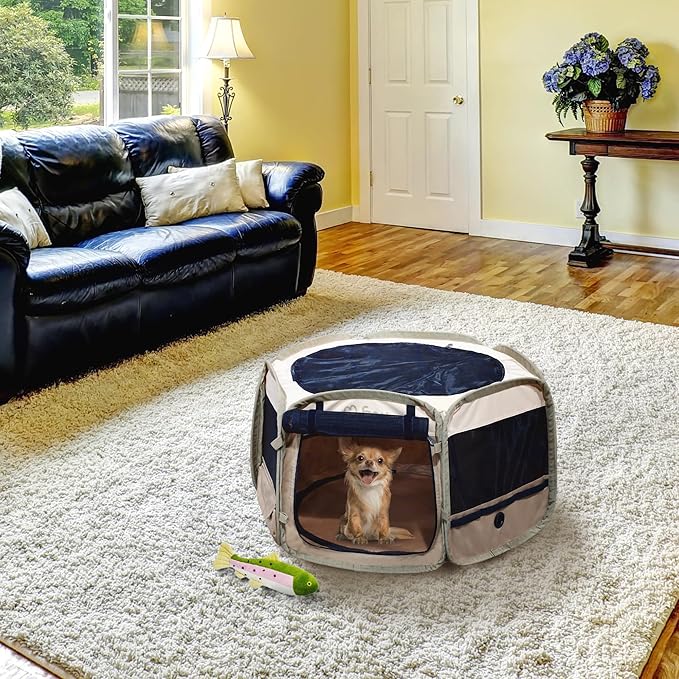 FXW Gotent Unleashed Dog Playpen Designed for Indoor/Outdoor/Travel Use, Suitable for Puppy and Small Dogs, Portable & Foldable, 29 inch│Patent Pending