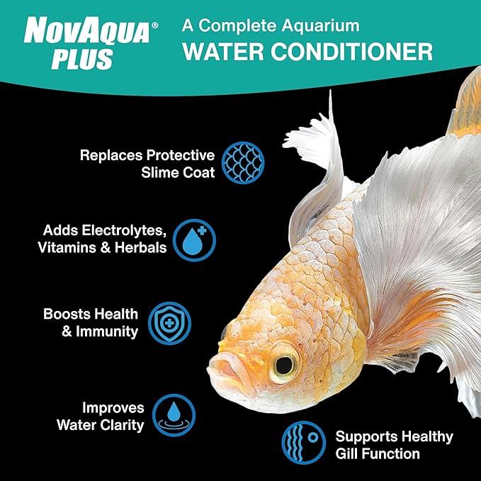 Kordon NOVAQUA Plus - Freshwater & Saltwater Aquarium Water Conditioner – Instantly Detoxifies Chlorine, Chloramines, & Heavy Metals, Replaces Fish Slime Coat, Reduces Fish Stress, 16 Ounces