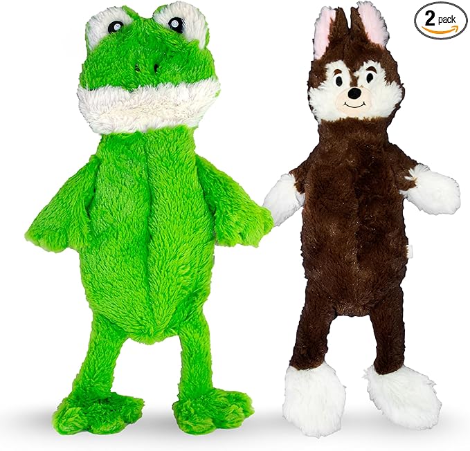 FGA MARKETPLACE Frog-Fox Flat NO Stuffing NO Squeak Plush Dog Toy, Funny Style Will Entertain Your Pet for Hours, Recommended for Small and Medium Dog 21 INCH Long