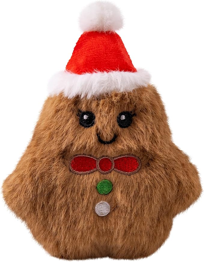 KONG Holiday Snuzzles Dog Toy – Plush Seasonal Characters, Full-Body Squeaker, Soft Holiday Cuddle Toy for Indoor Play (Gingerbread, Extra Small)