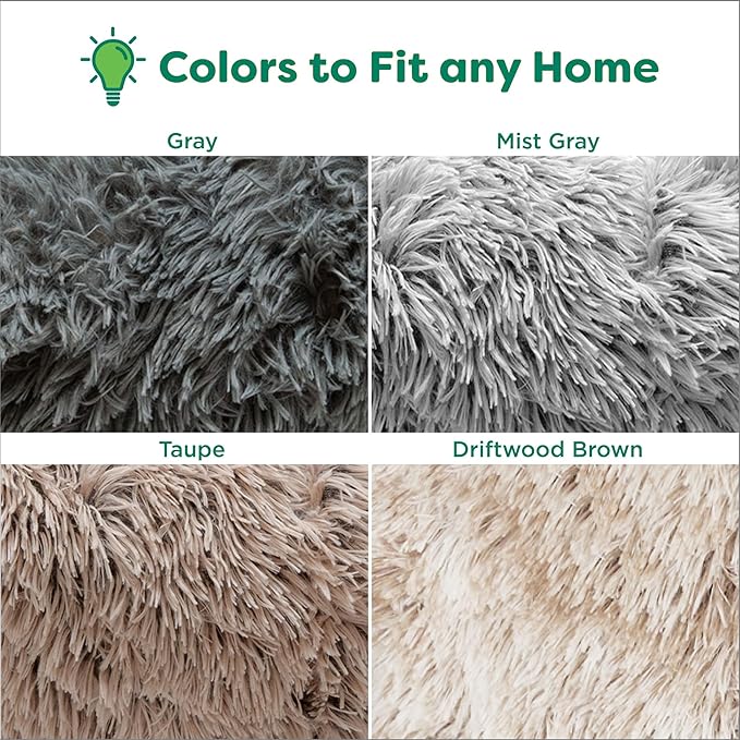 Furhaven Waterproof Throw Blanket for Dogs & Indoor Cats, Washable - Shaggy Plush Calming Long Faux Fur & Velvet Dog Blanket - Driftwood, Large (Pack of 2)
