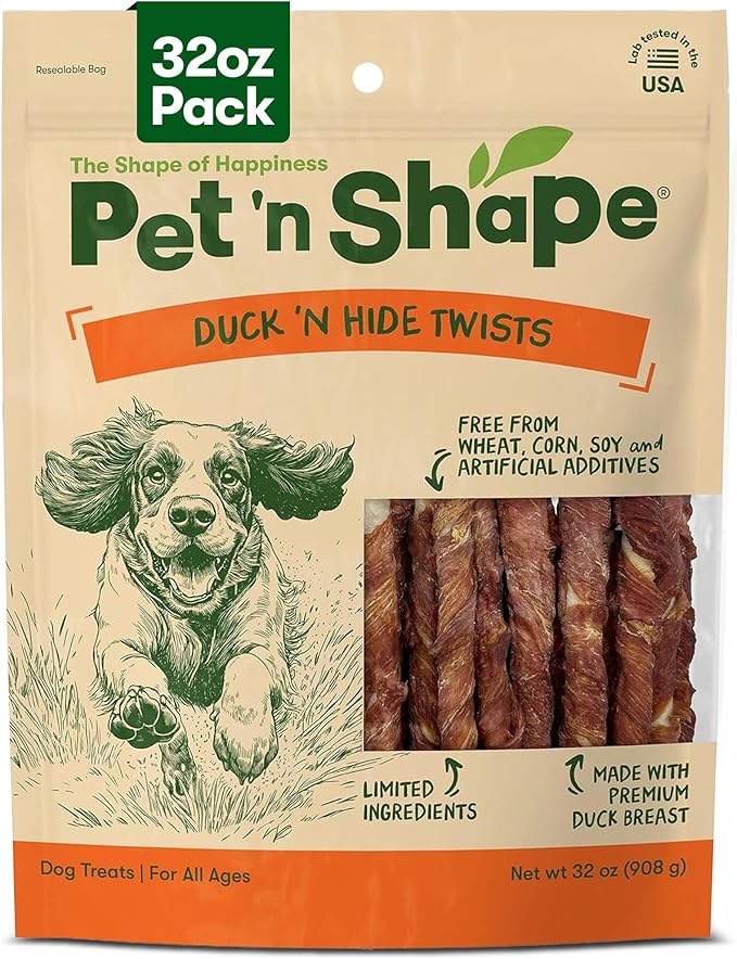 Pet 'n Shape Hide Twists – Duck Wrapped Rawhide Dog Treats - Small Twist - 2 Pounds