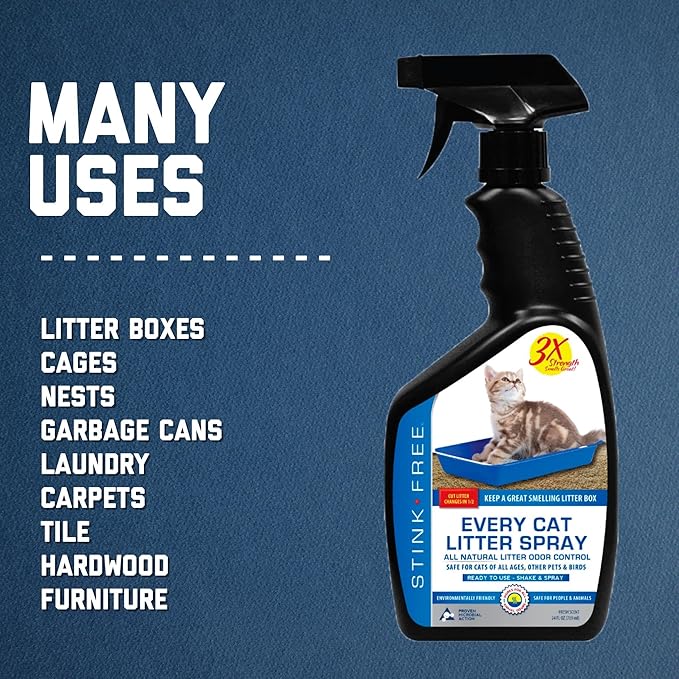 Every Cat Litter Spray Odor Eliminator - Urine Enzyme Cleaner & Deodorizer Cuts Litter Box Changes in Half! 24 oz Cat & Pet Odor Deodorizer