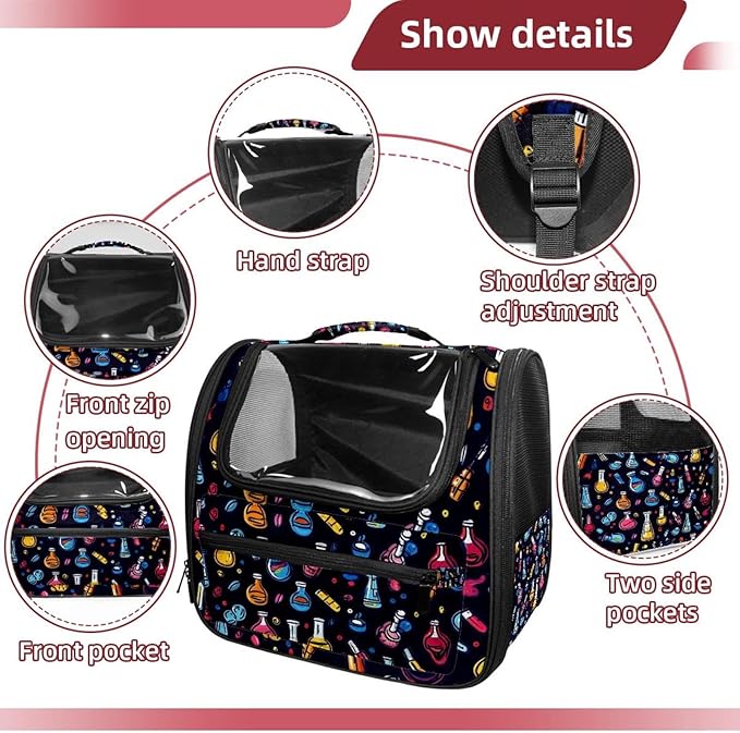Chemistry Science Laboratory (7) Cat Carrier Backpack,900D Wear-Resistant Oxford Fabric, Dog Carrier Cat Backpacks Suitable for Travel