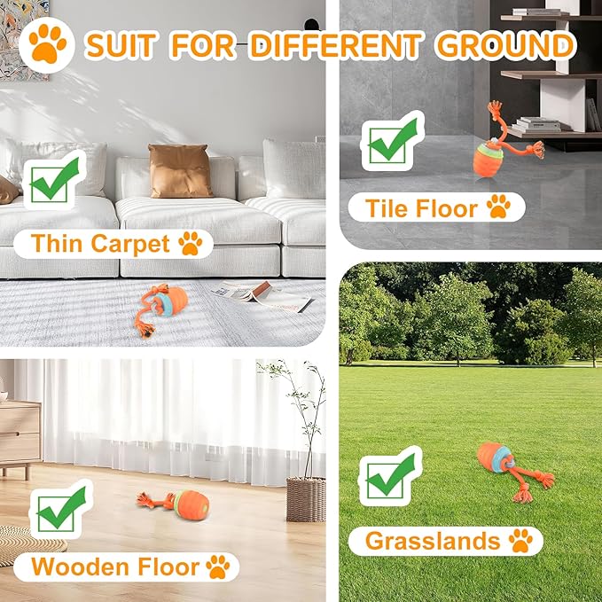 Interactive Dog Toy, [Newly Upgraded] Motion Activated Rolling Ball for Small Dogs, Automatic Moving Dogs Ball for Boredom, USB Rechargeable(Orange)