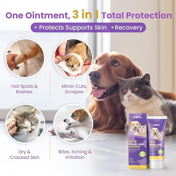 Dog Wound Care Ointment - 3 In 1 Fast Healing Pet skin Gel For Cuts, Itch, Hot Spots & Scrapes- Healing,Soothing,Repair, Infection cream for Dog,Cat & Small animal - with Centella Asiatica & Aloe
