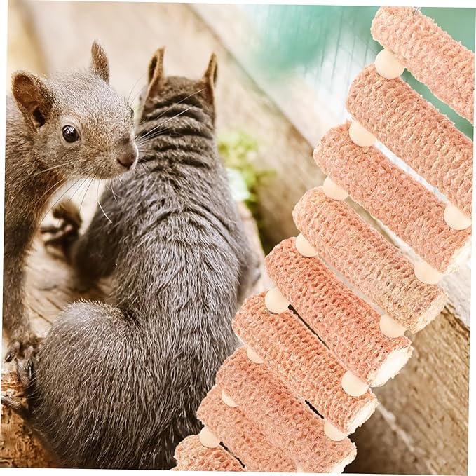 Natural Corncobs Climbing Ladder Toy for Hamsters and Pets Multi-Functional Chew and Exercise Accessory for Bird Cages Provides and Balance Improvement