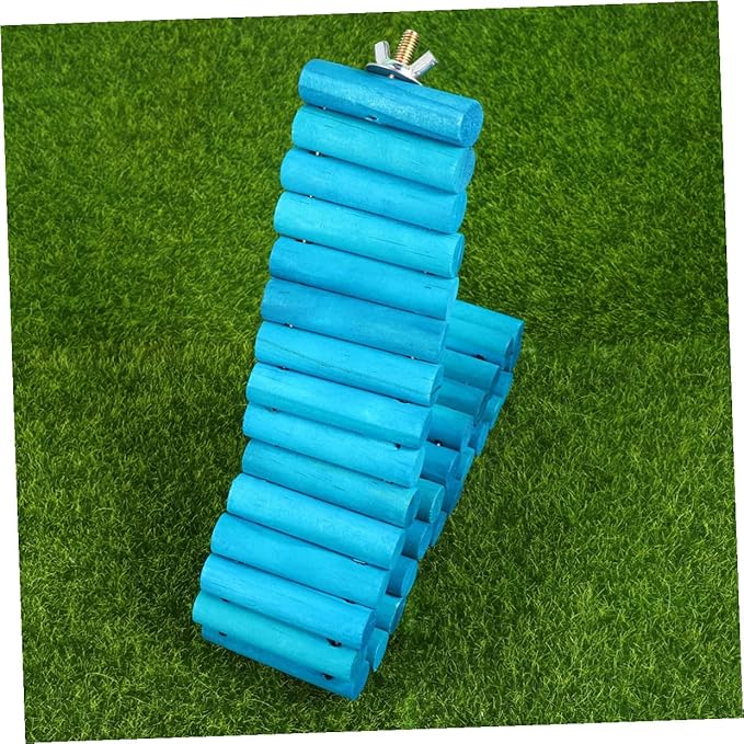 Veemoon Pet Wooden Ladder for Hamsters and Parrots, 6x40cm Round Wood Climbing Ladder, Colorful Rainbow Design, Suitable for Small Pets and Birdcage Accessories