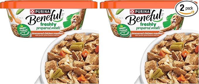 Beneful Purina Gravy Wet Dog Food, Prepared Meals Simmered Chicken Medley - (8) 10 oz. Tubs (Pack of 2)