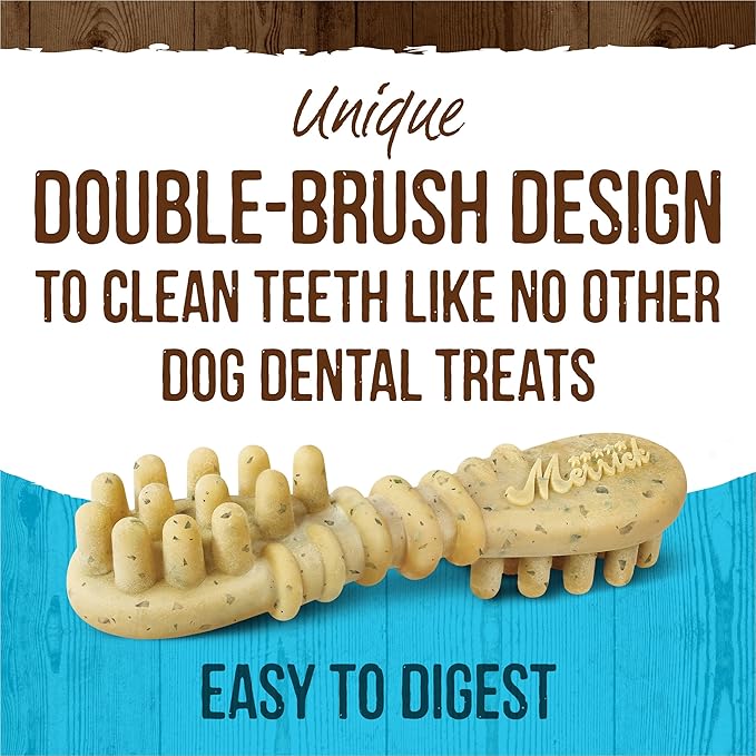 Merrick Fresh Kisses Natural Dental Chews, Toothbrush Shape Treat Infused With Real Mint, For Large Dogs - 4 ct. Bag