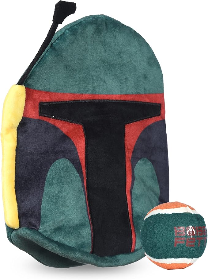 Star Wars for Pets Boba Fett Fetch It Helmet Tennis Ball Dog Toy | Fetch Toy with Ball for Dogs | Dog Toys, Crinkle Dog Toys, Fan Gifts Pet Gifts, 11 Inch (FF19191)