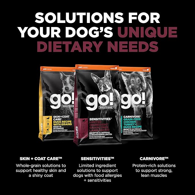 Go! Solutions Sensitivities Limited Ingredient Lamb Grain-Free Dry Dog Food, Chicken-Free Kibble Made by Experts for Sensitive Stomachs & Food Allergies, for Puppies, Adults, & Seniors, 12 lb Bag