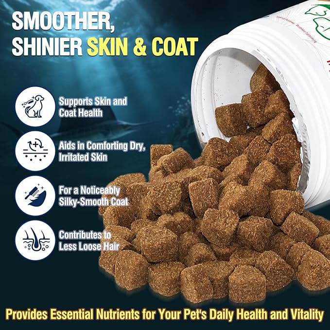 Cat Skin and Coat Healthy Chews, Crunchy Treats with Vitamin E, Omega 3, Moisturizes Skin & Promotes Shiny Hair, Reduces Shedding for Cats, Cat Supplements - Chicken 300g (L3)