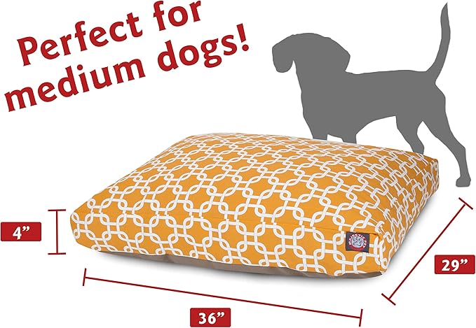 Yellow Links Medium Rectangle Indoor Outdoor Pet Dog Bed With Removable Washable Cover By Majestic Pet Products