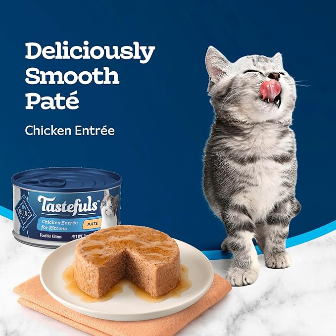 Blue Buffalo Tastefuls Wet Food for Kittens, Made with Natural Ingredients, Chicken Paté Entrée, 3oz Cans, 4Pack Trial Size