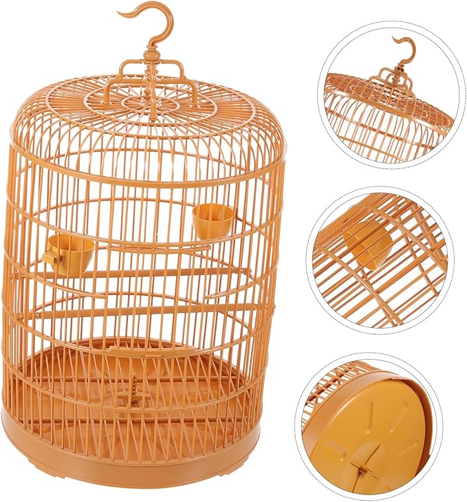 Yardwe Plastic Hanging Bird Cage for Small Parakeets and Birds Durable Multi Functional Decorative Nest Door Design