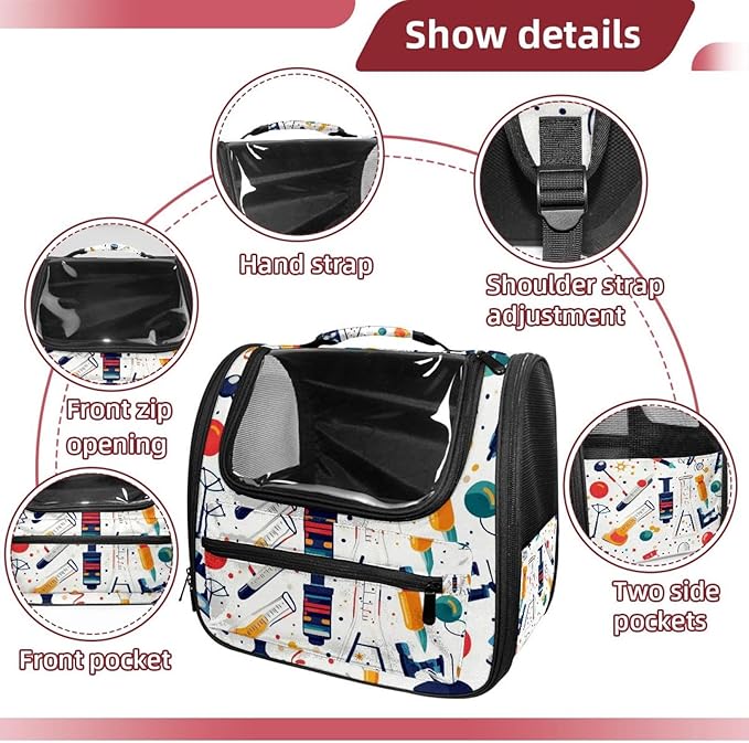 Colorful Science Education (2) Pet Carrier Soft Sided Carrier for Small Medium Cats Dogs