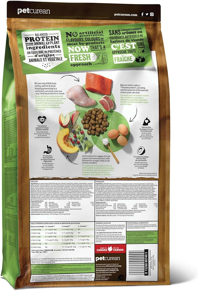 Now Fresh Kitten Dry Cat Food, Turkey, Salmon & Duck Recipe, Grain-Free, Chicken-Free, 3 lbs