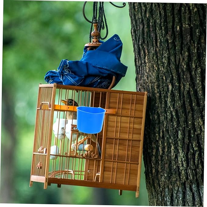 Toyvian 4pcs Hanging Bird and Rabbit Feeding Bowls Thickened Plastic Food and Water Cups for Small Pets 8.3x8.3x6CM Suitable for Pigeons Chickens and Small Animals