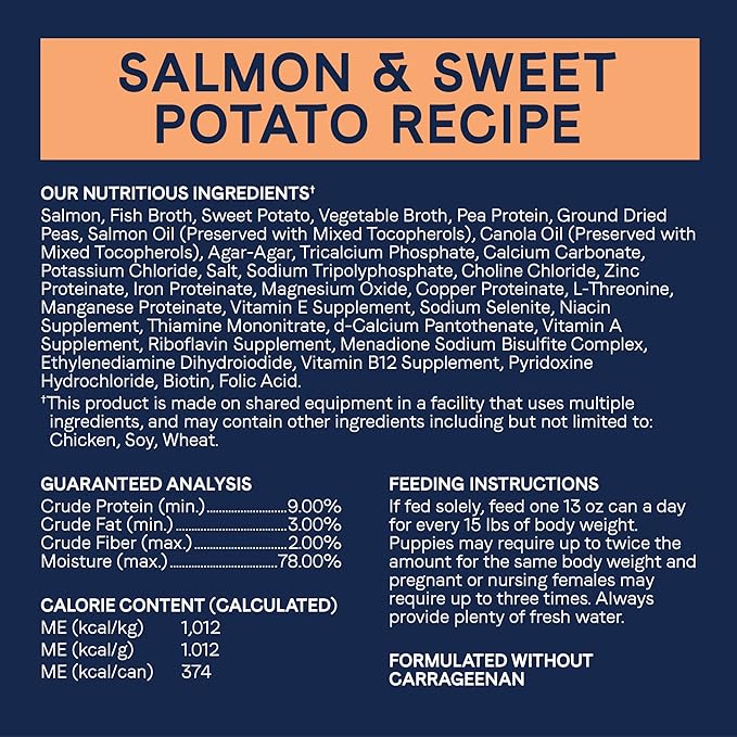 Canidae PURE Grain Free Salmon and Sweet Potato Wet Dog Food, Case of 12